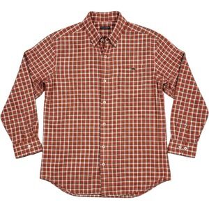 Fish Hippie Men's Button Down Shirt Tailored Fit Orange Plaid Flannel Large